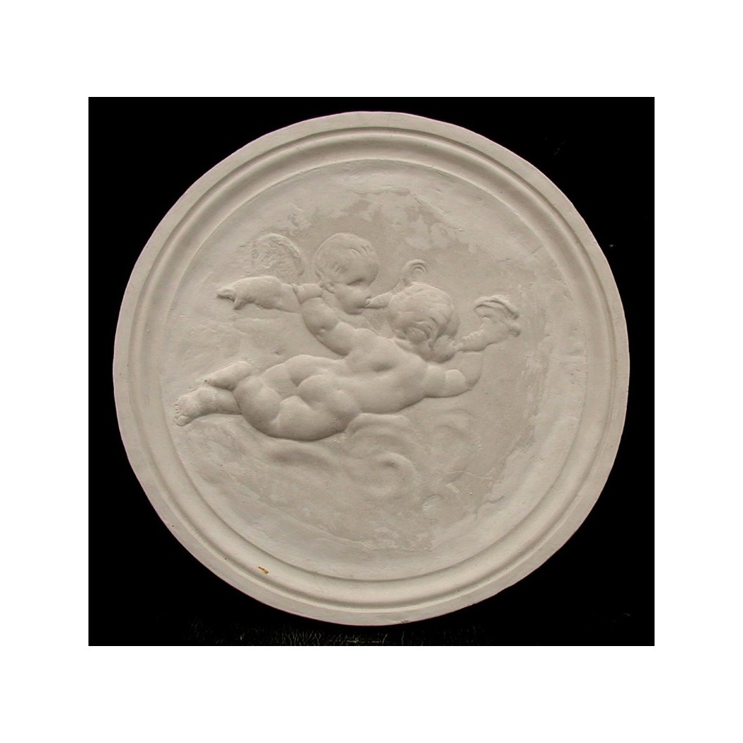 LR 107 Due putti con trombe - tondo diam. cm. 40